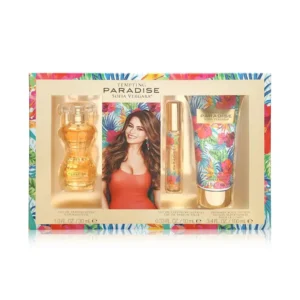 3 Piece Gift Set Sofia Vergara Tempting Paradise Edp Lotion 3.4 Oz Ea Roller .33 Oz.