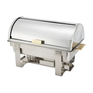 Dallas 8 Qt. Chafer, Roll Top Cover, Stainless Steel, Heavyweight