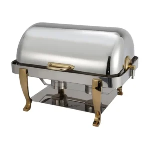Vintage 8 Qt. Full size Chafer, Stainless Steel, Gold Accent, Extra Heavyweight